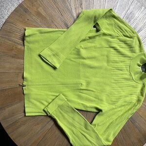 Green Ribbed Knit Cowl Neck Sweater